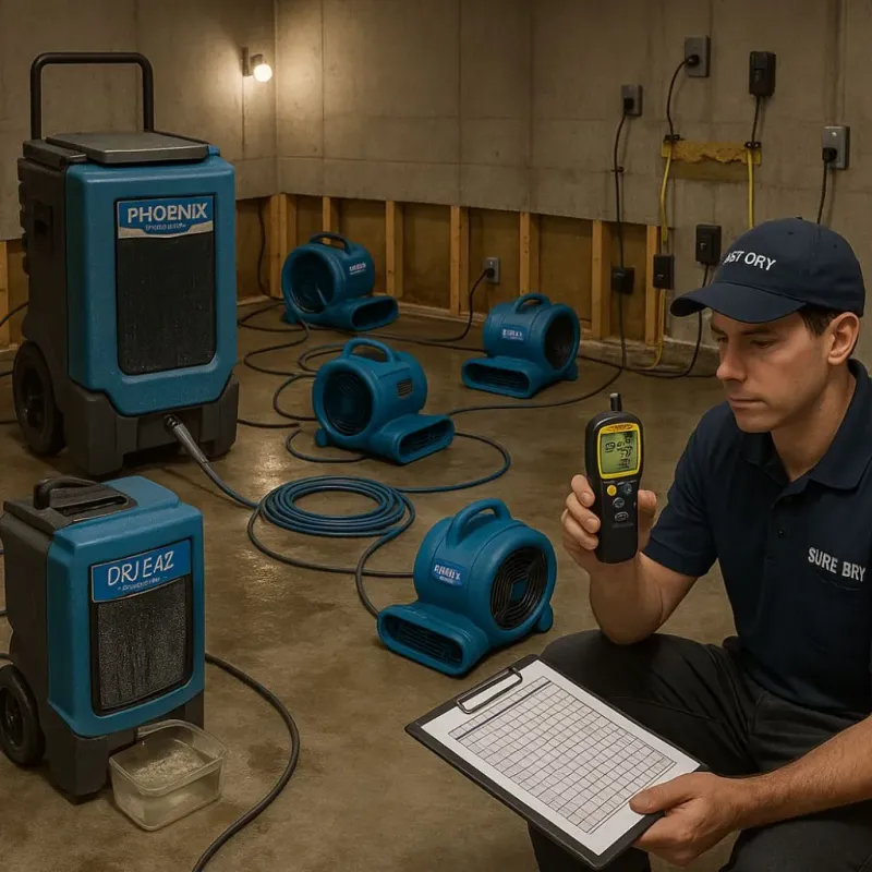 Structural Drying and Dehumidification process in McKinley Heights, OH